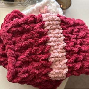 Handmade Sweetheart Collection - Chunky Chenille Car Seat Blanket in Berry